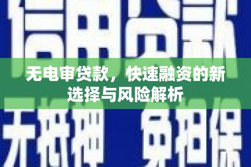覃塘无电审贷款，快速融资的新选择与风险解析